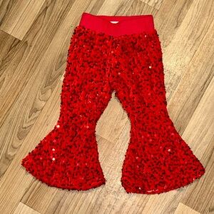 Red Sequin Flare Infant Pants 6/12m
